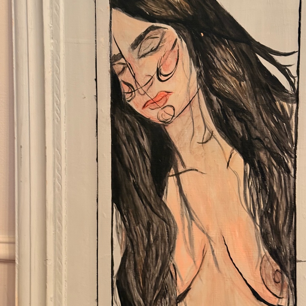 Vintage Nude Drawing with Black and White Tones - Picture 3 of 3